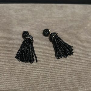 BaubleBar Black Tassel Earrings Statement Jewelry